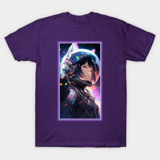 Anime Cute Cat Girl | Sci-Fi Manga Girl Anime Art T-Shirt